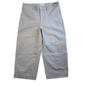 Madewell Pants Womens 34 Gray Curvy Emmett Wide Leg Cropped Cotton Blend